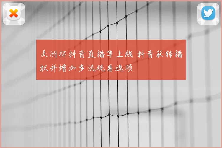 美洲杯抖音直播华上线 抖音获转播权并增加多流观看选项